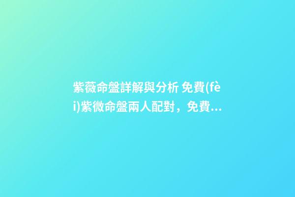 紫薇命盤詳解與分析 免費(fèi)紫微命盤兩人配對，免費(fèi)紫薇命盤詳解-第1張-觀點(diǎn)-玄機(jī)派